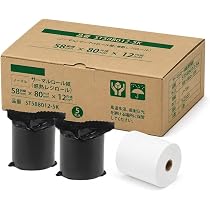 Amazon.co.jp: 感熱レジロール紙 58mm幅×外径80φ×内径12mm 5巻入 芯